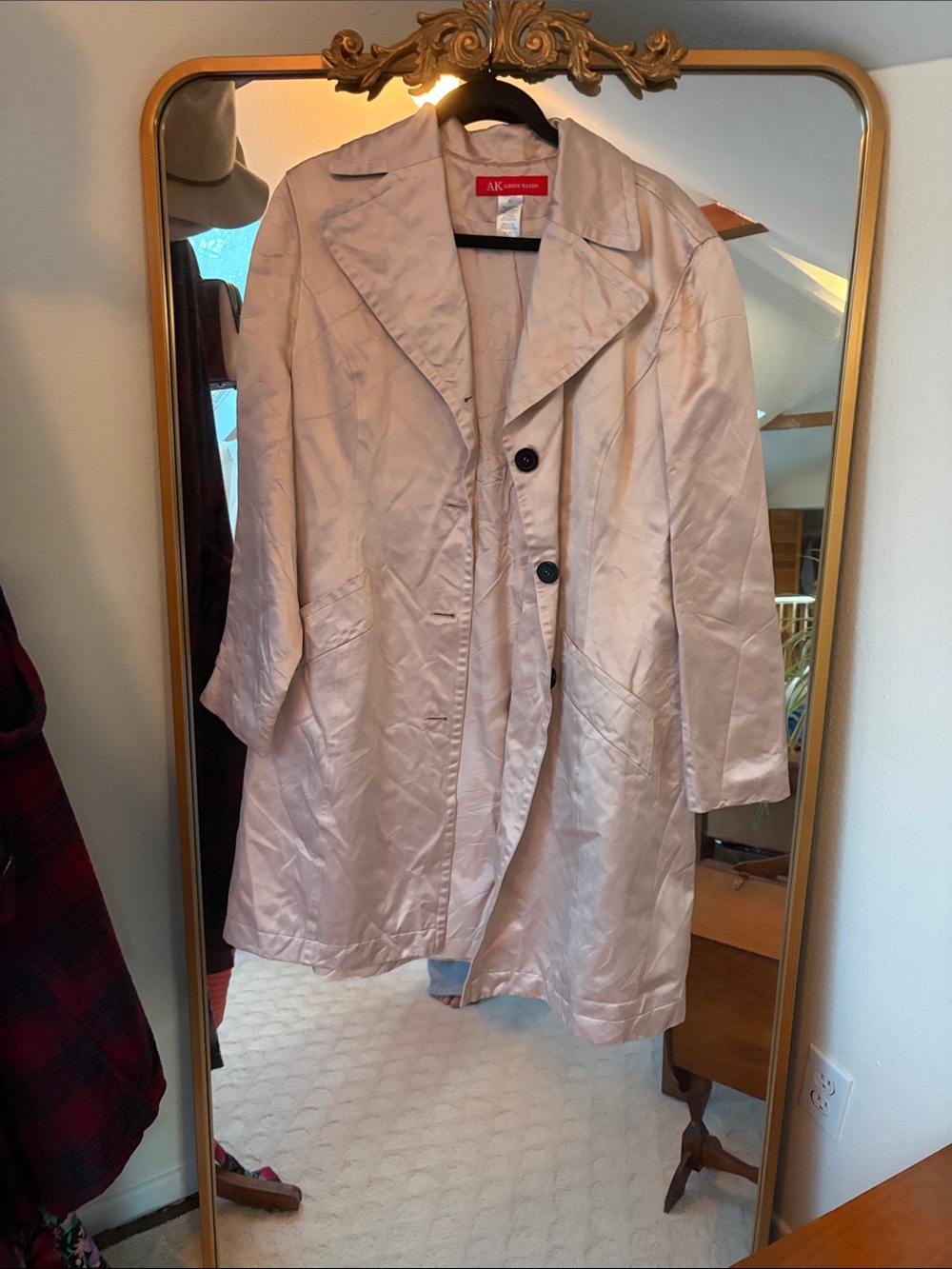 Anne Klein Blush Silk Trench Coat